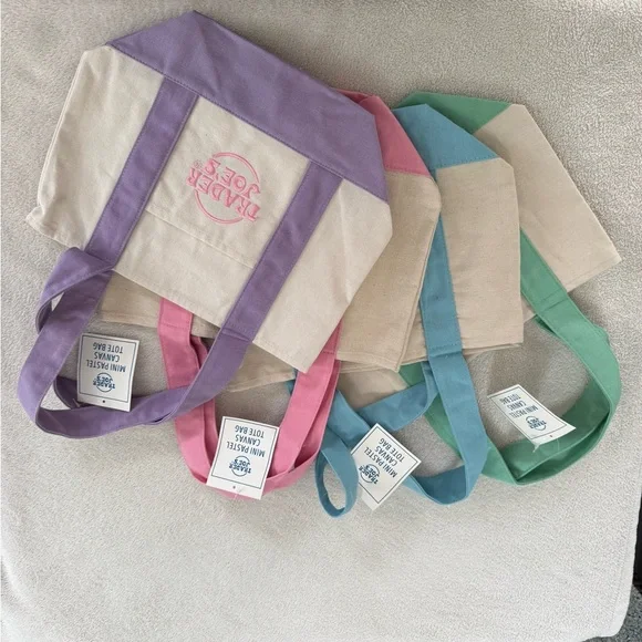 Trader Joe's Mini Pastel Canvas Tote Bag - Picture 4 of 5